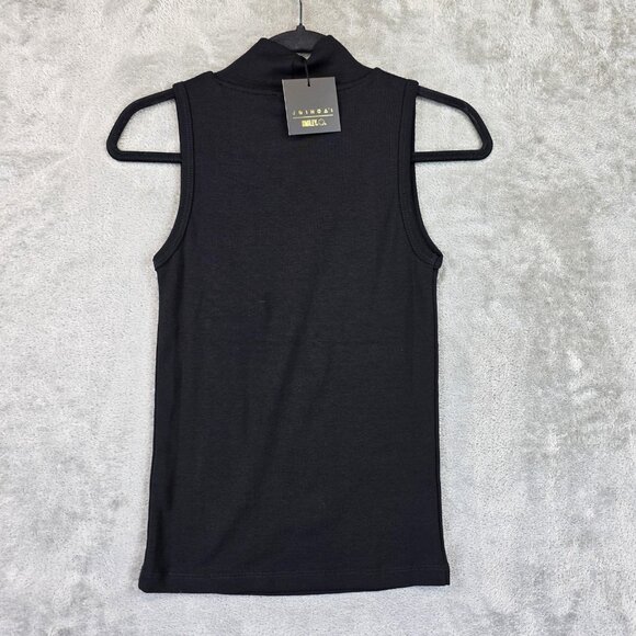 Joshua Sanders Shirt Womens Large Black Pixel Mock Neck Sleeveless Smiley Italy - Picture 12 of 13